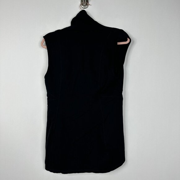 2/$30 White House Black Market Ponte Asymmetrical Vest Cowl Neck Black #A0569 - Picture 4 of 8